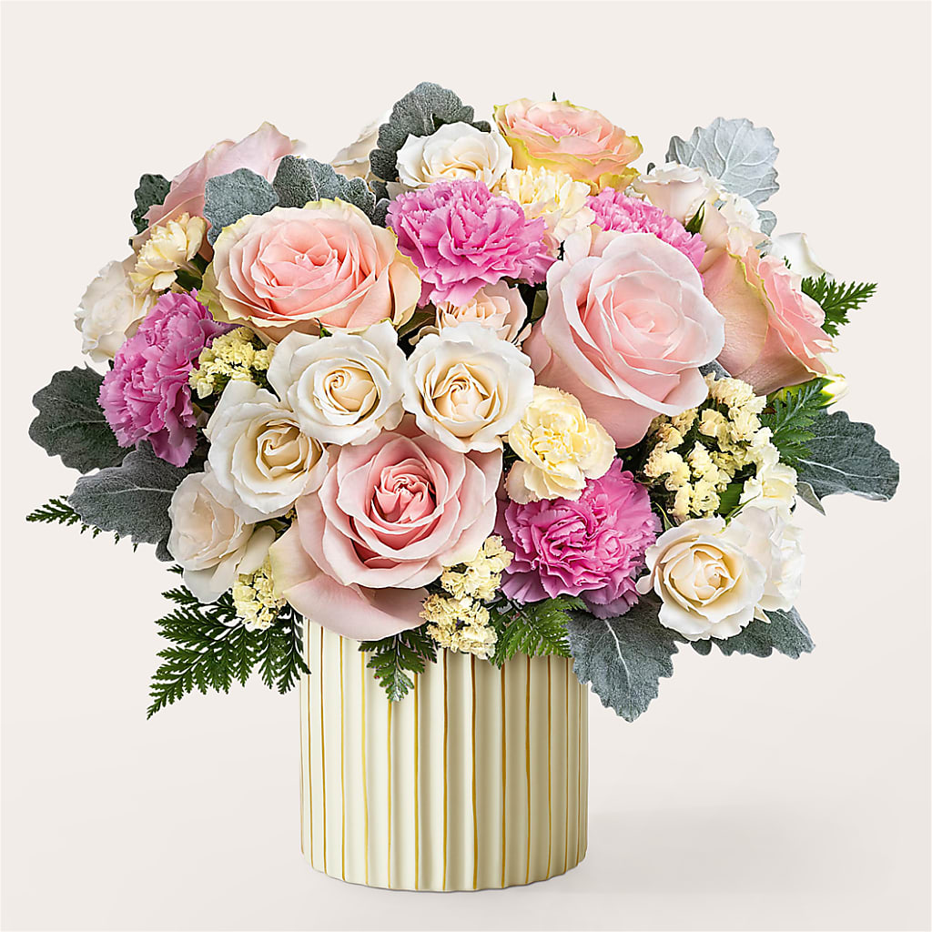 Blissful Moments Bouquet with Ivory Vase – DON'S FLORAL STUDIO, Leon IA