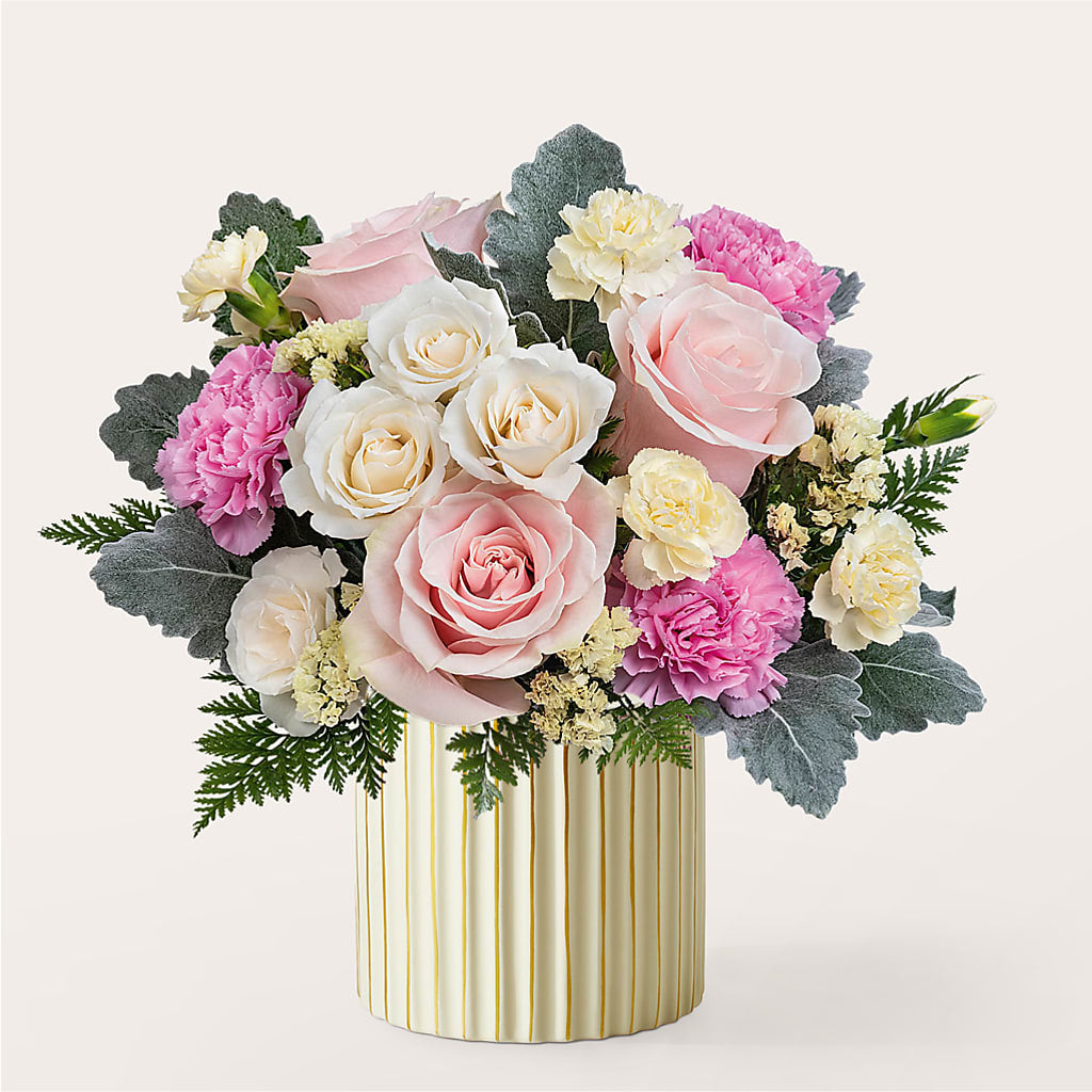 Blissful Moments Bouquet with Ivory Vase – DON'S FLORAL STUDIO, Leon IA