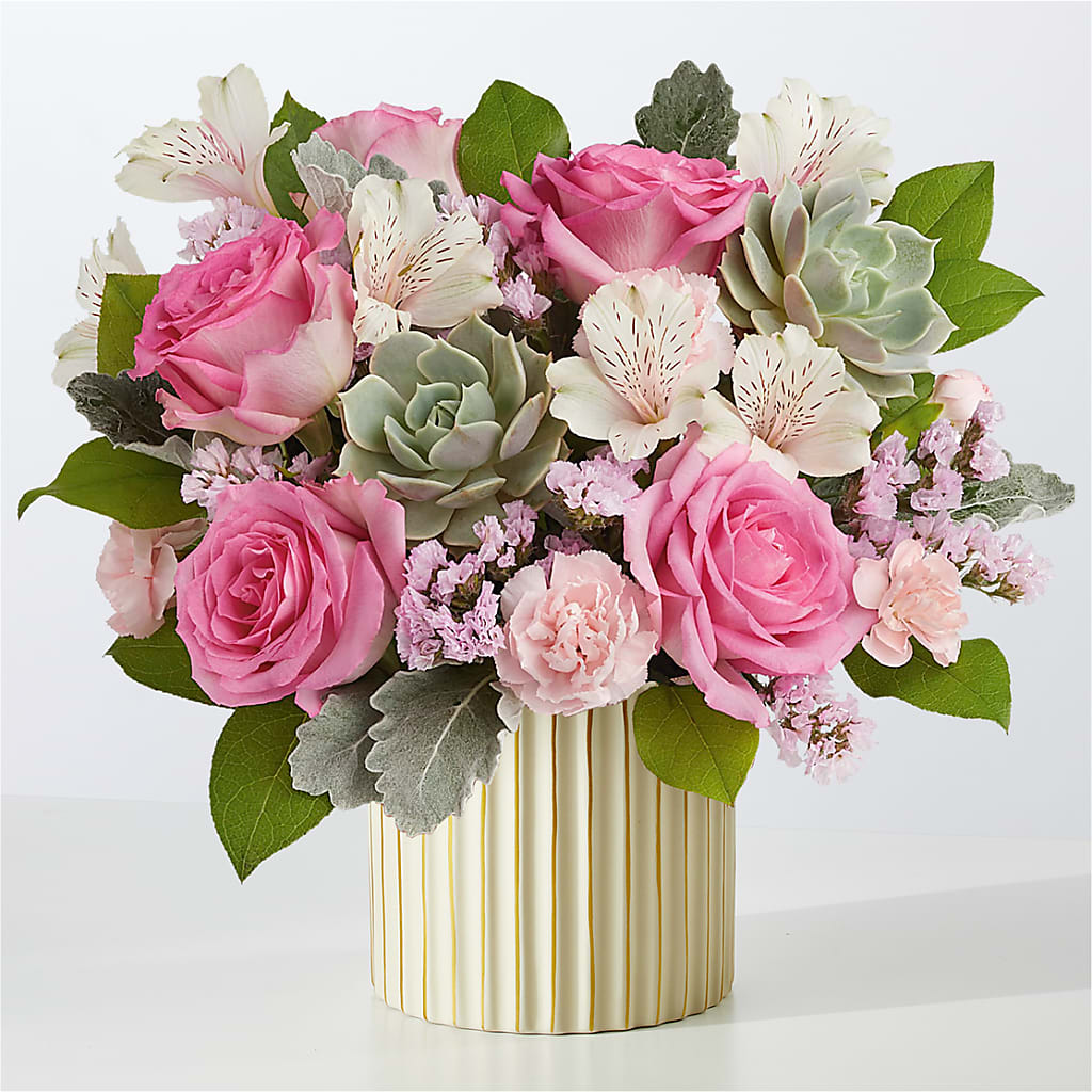 Dusty Rose Bouquet with Ivory Vase – DON'S FLORAL STUDIO, Leon IA