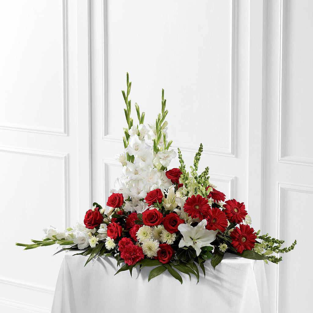 Crimson & White Arrangement – DON'S FLORAL STUDIO, Leon IA