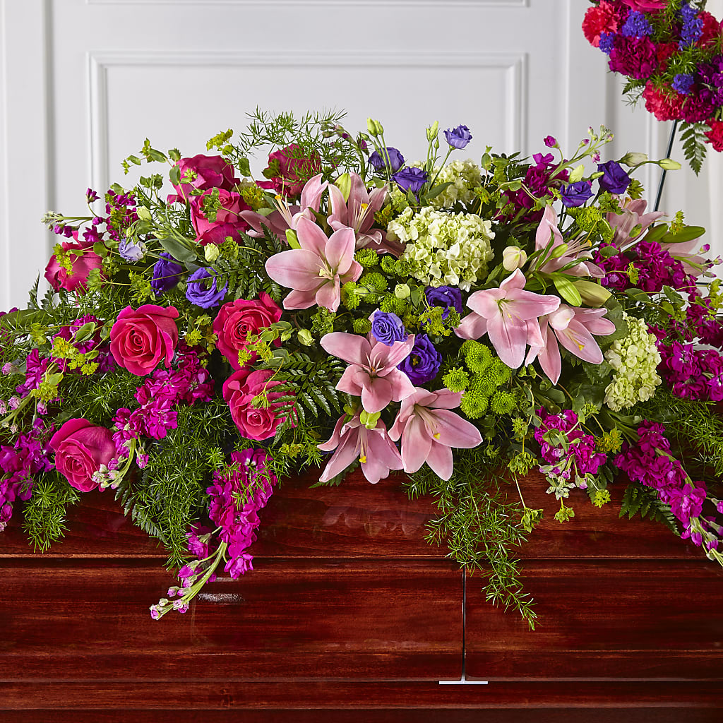 Radiant Tribute Casket Spray – DON'S FLORAL STUDIO, Leon IA
