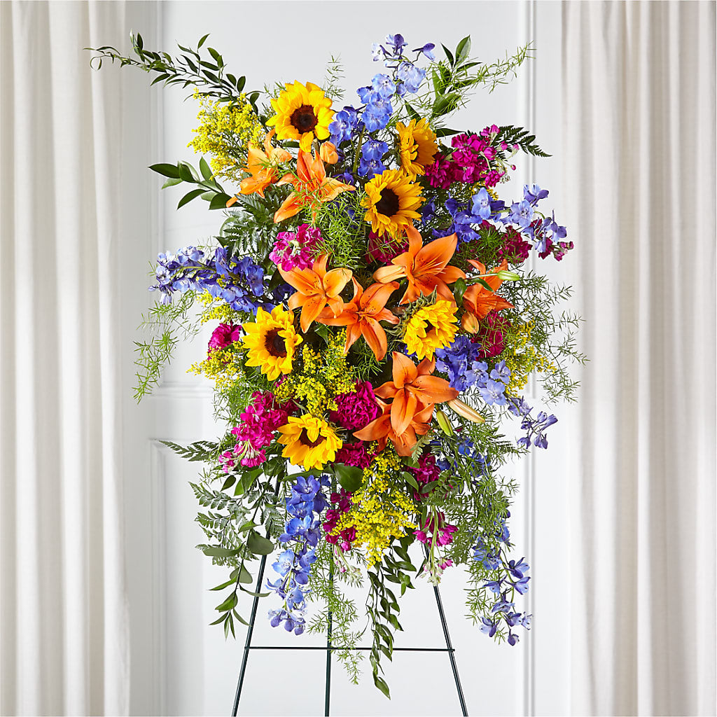 Sunlit Memories Standing Spray (Standard) – DON'S FLORAL STUDIO, Leon IA