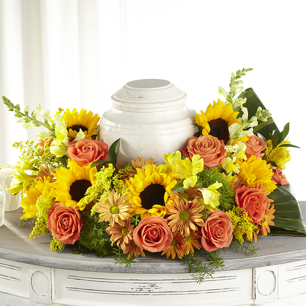 Faithful Sunflower Cremation Adornment – DON'S FLORAL STUDIO, Leon IA