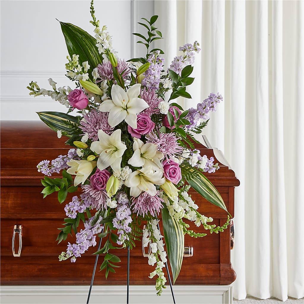 Grateful Hearts Standing Spray – DON'S FLORAL STUDIO, Leon IA