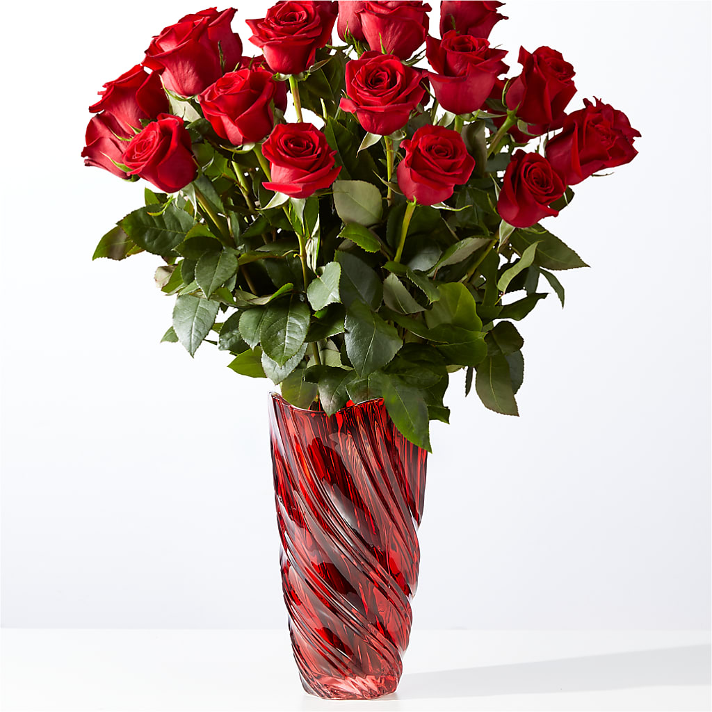 Classic Love Red Rose Bouquet with Luxe Swirl Vase – DON'S FLORAL STUDIO, Leon IA