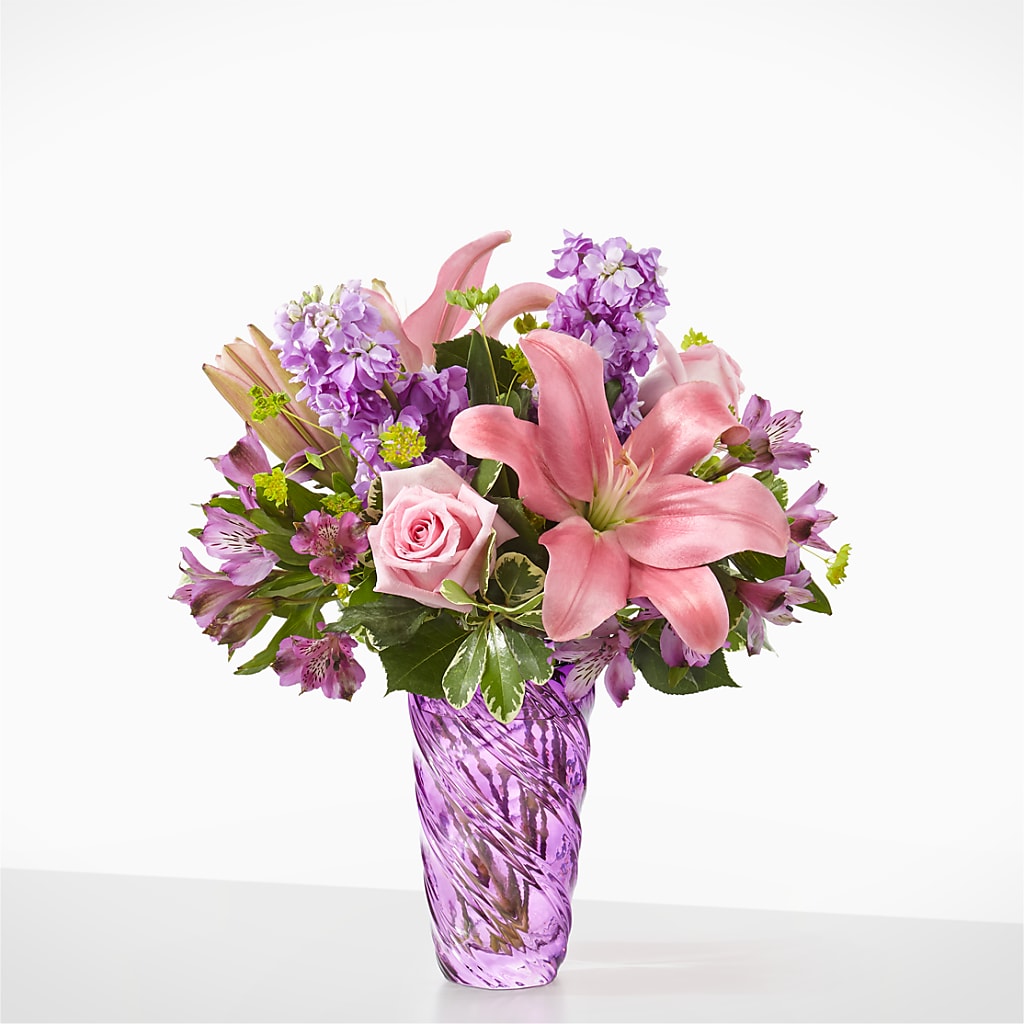 Precious Petals Bouquet with Luxe Swirl Vase – DON'S FLORAL STUDIO, Leon IA