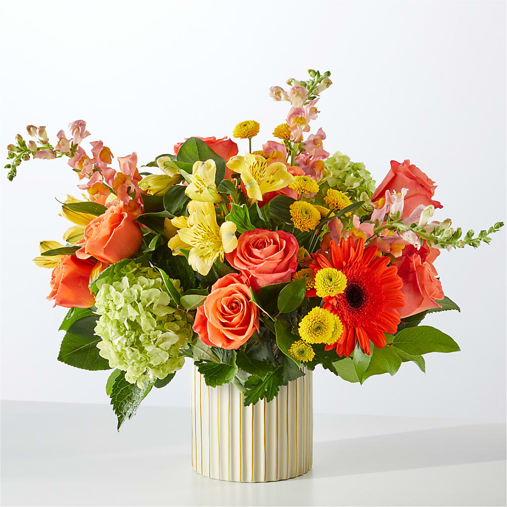 Autumn Sunshine Bouquet with Ivory Vase – DON'S FLORAL STUDIO, Leon IA