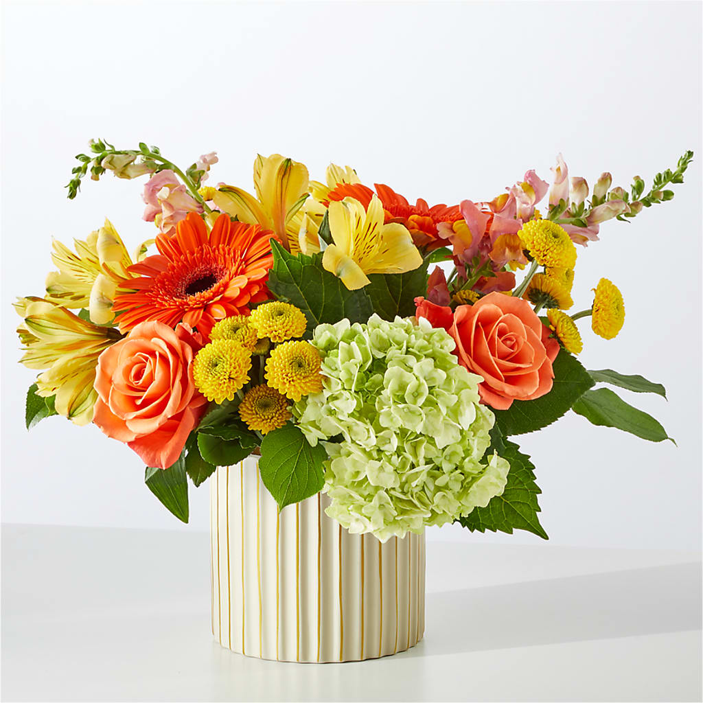 Autumn Sunshine Bouquet with Ivory Vase – DON'S FLORAL STUDIO, Leon IA