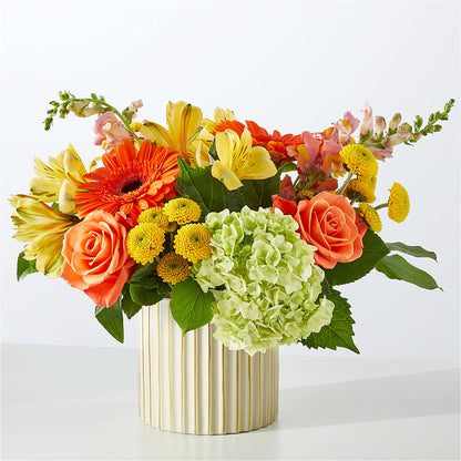 Autumn Sunshine Bouquet with Ivory Vase – DON'S FLORAL STUDIO, Leon IA