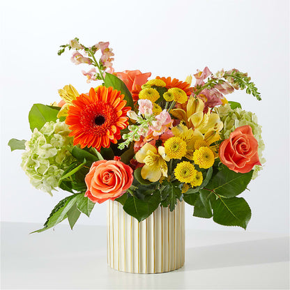 Autumn Sunshine Bouquet with Ivory Vase – DON'S FLORAL STUDIO, Leon IA