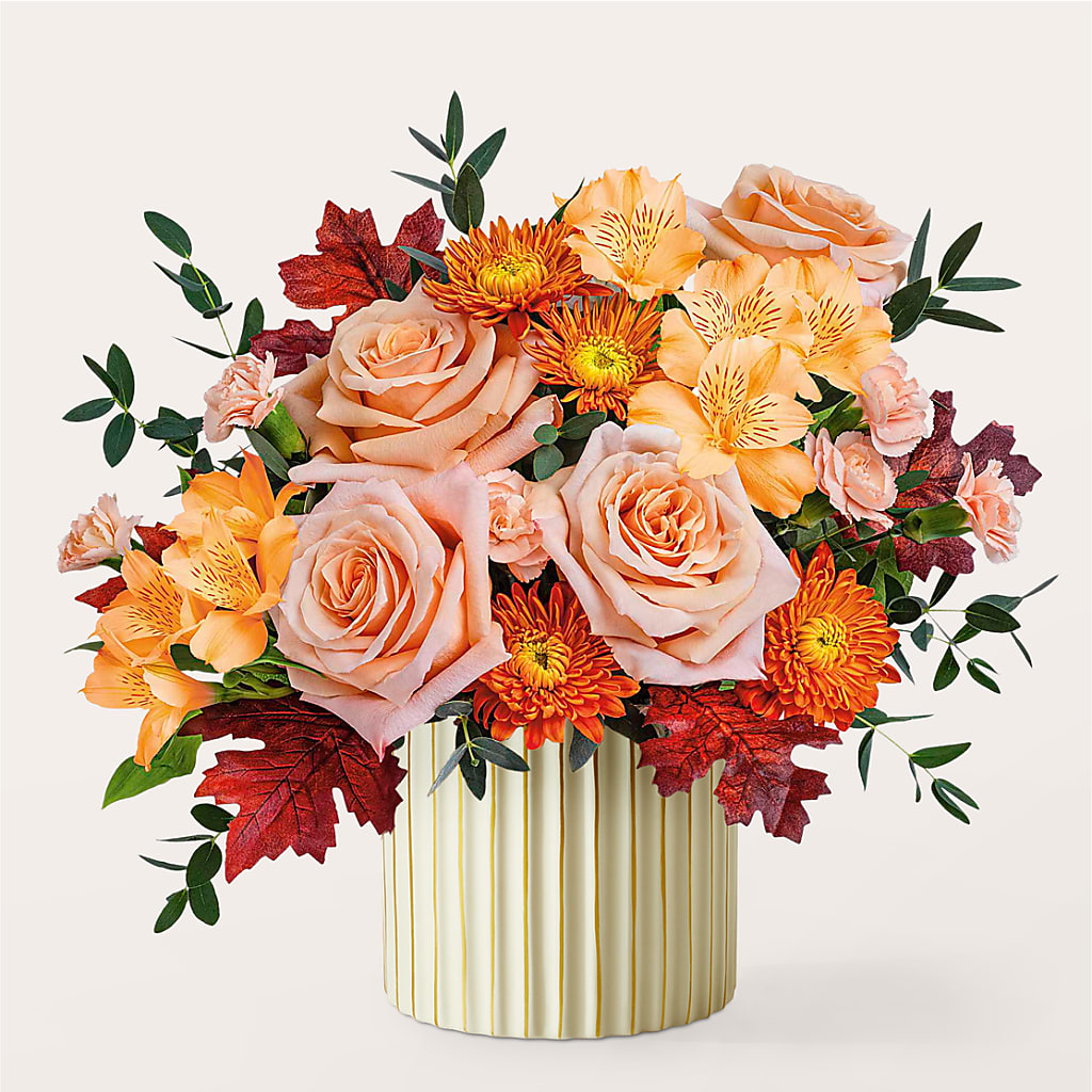 Spiced Latte Bouquet with Ivory Vase – DON'S FLORAL STUDIO, Leon IA