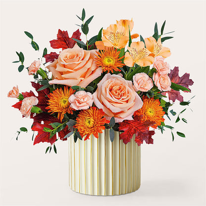 Spiced Latte Bouquet with Ivory Vase – DON'S FLORAL STUDIO, Leon IA