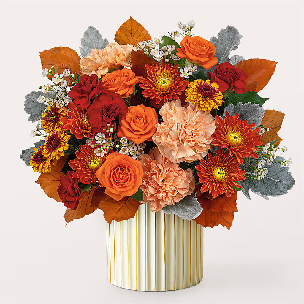 Merlot Bouquet with Ivory Vase – DON'S FLORAL STUDIO, Leon IA